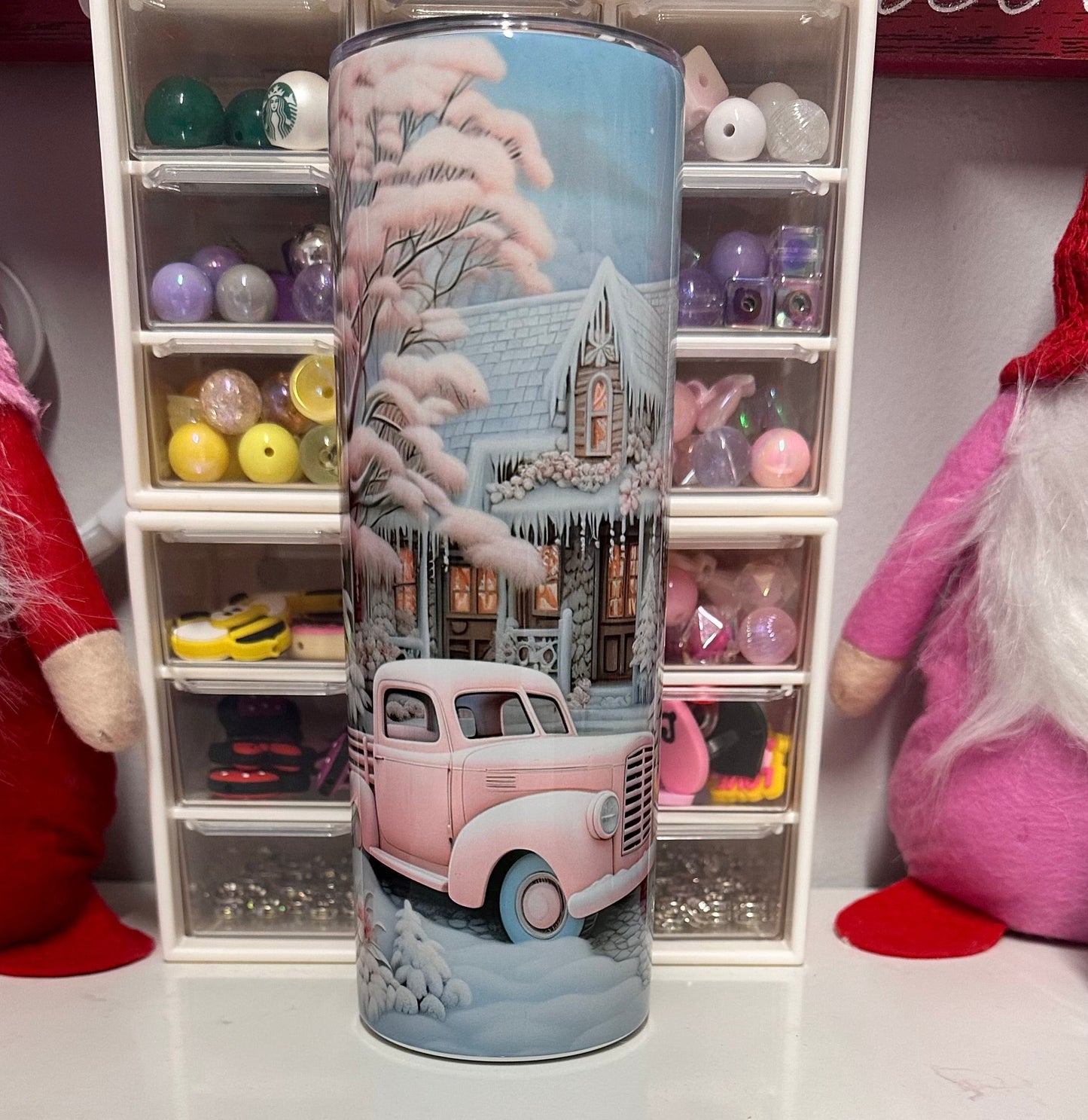 Christmas Pink Truck Tumbler