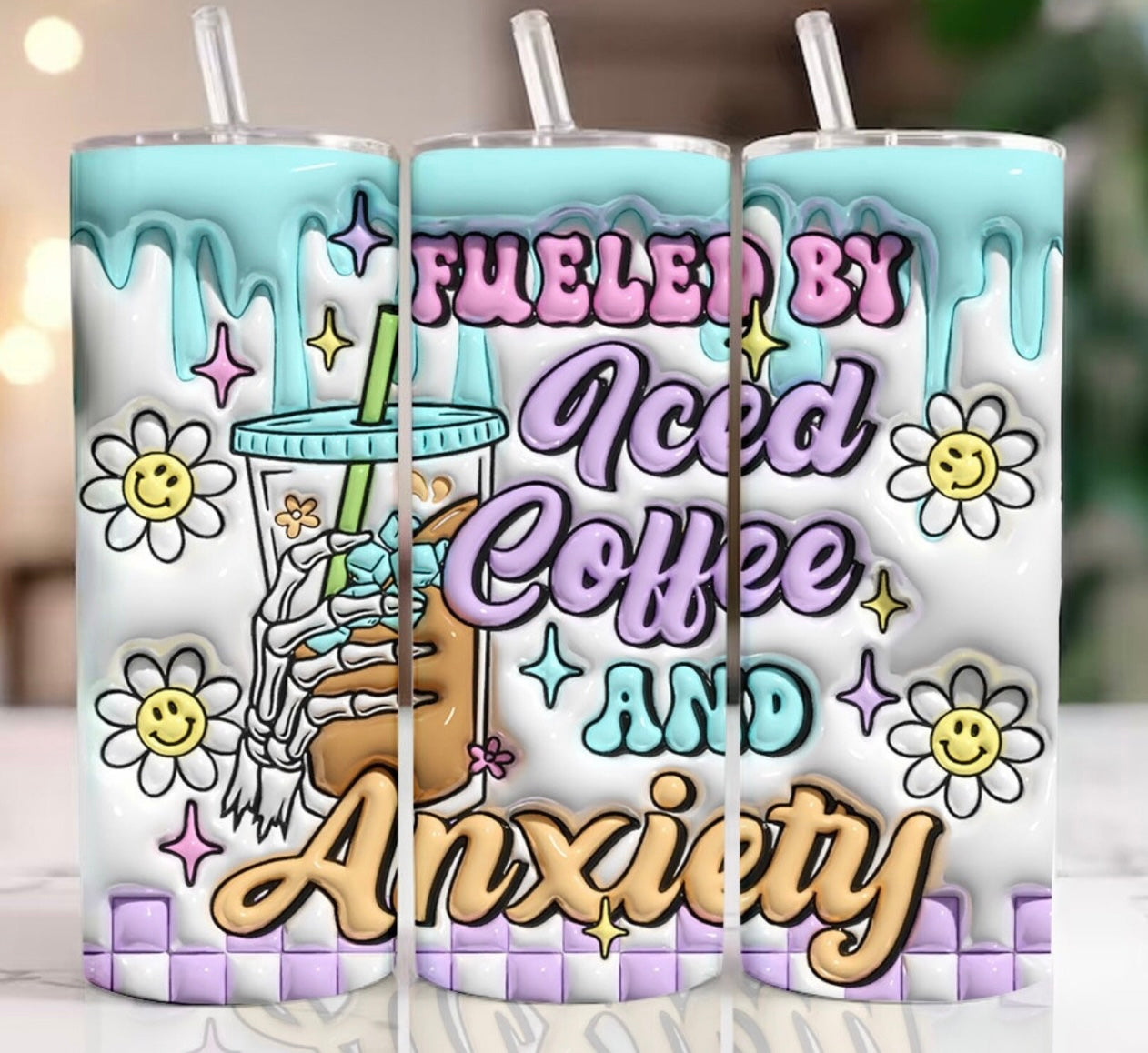 Fueled by iced coffee and anxiety Tumbler