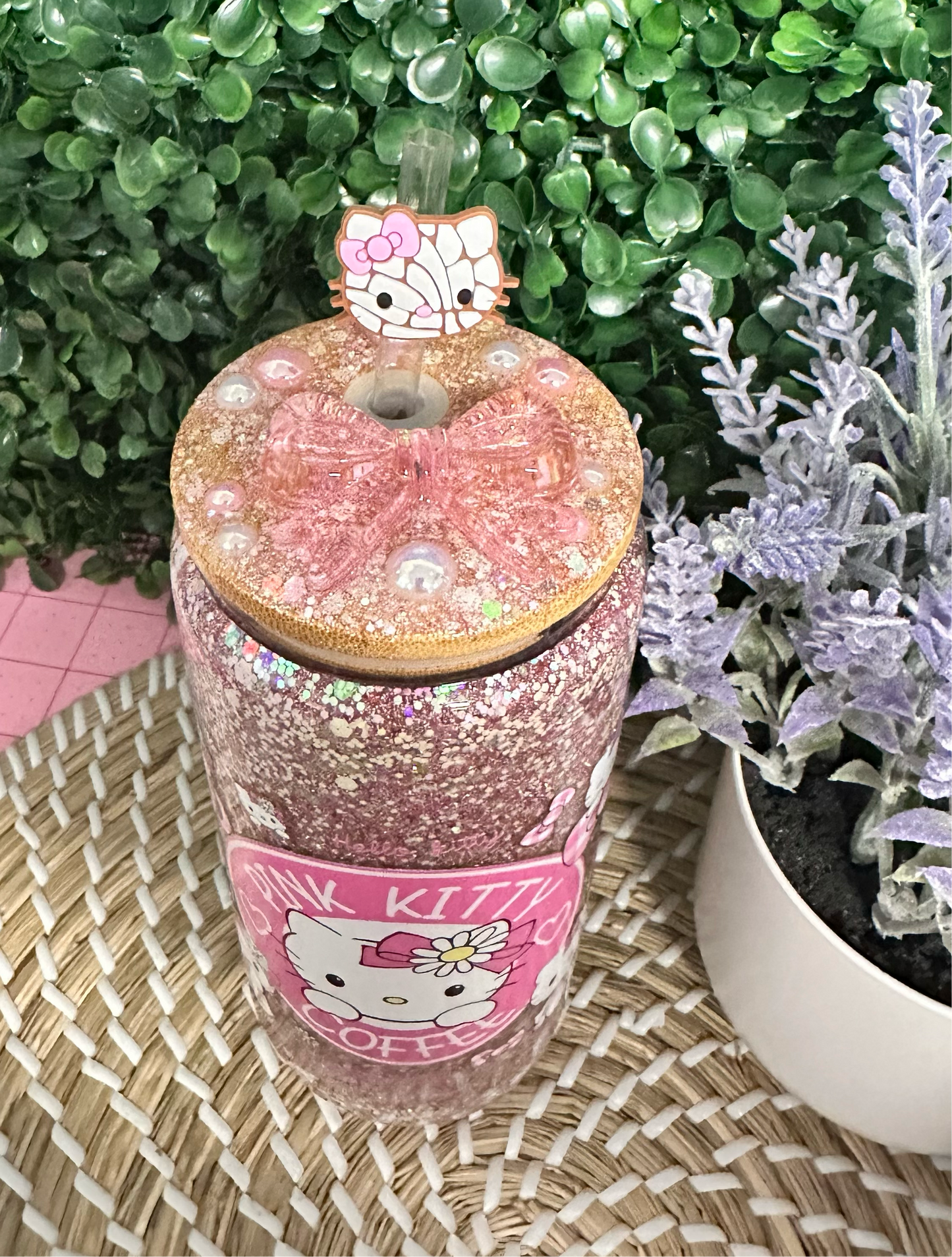 Hk Pink Kitty Snowglobe