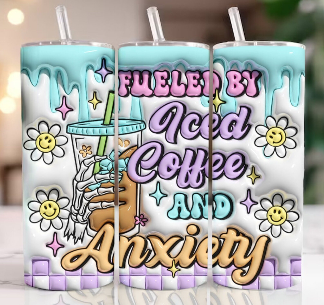 Fueled by iced coffee and anxiety Tumbler