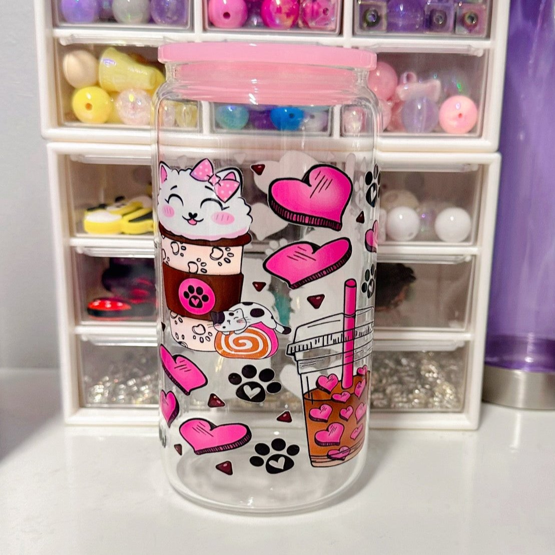 Cat Mom Glass Cup