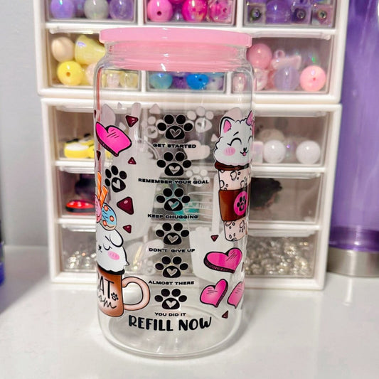 Cat Mom Glass Cup